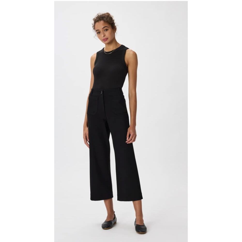 New! Quince Women's Ultra-Stretch Ponte Cropped Wide Leg Pants Size 10 Black #60